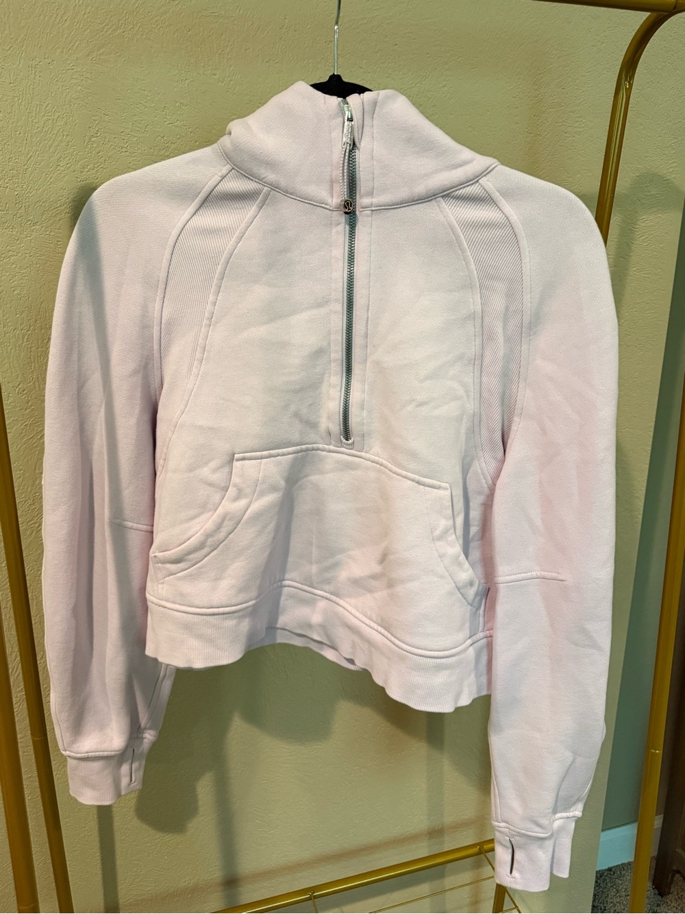 lululemon athletica Pale Pink Half‑Zip Cropped Hoodie